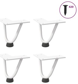 Πόδια Φουρκέτας για Τραπεζάκι Σαλονιού 4 τεμ. Λευκά 10 εκ. Μασίφ Ατσάλι
