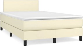 vidaXL Κρεβάτι Boxspring με Στρώμα Κρεμ 120x200εκ. από Συνθετικό Δέρμα