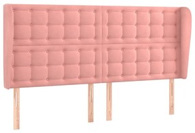 Κεφαλάρι με Πτερύγια Ροζ 163x23x118/128 εκ. Βελούδινο - Ροζ
