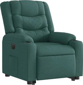 vidaXL Πολυθρόνα Ηλεκ. Ανακλ. Ανύψωση Σκ. Πράσινο Υφασμάτινη