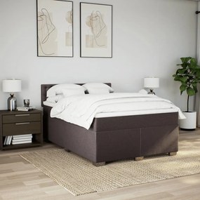 Κρεβάτι Boxspring με Στρώμα Σκούρο Καφέ 160x200 εκ Υφασμάτινο - Καφέ