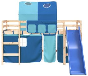 Υπερυψ. Κρεβάτι με Τούνελ Μπλε 90 x 190 εκ. Μασίφ Ξύλο Πεύκου - Μπλε