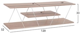 ΕΠΙΠΛΟ ΤΗΛΕΟΡΑΣΗΣ  TARS ΜΕΛΑΜΙΝΗ SONAMA ΛΕΥΚΟ 120x32x33Υεκ.