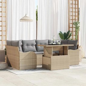 vidaXL Σετ Καναπέ Κήπου 7 pcs Μπεζ 100 x 55 x 73 εκ. Πολυ ράταν