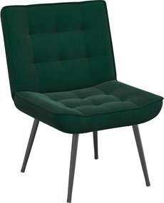 vidaXL Πολυθρόνα Relax Σκούρο Πράσινο Βελούδινη με Σκαμπό