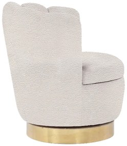 Πολυθρόνα Joyo pakoworld μπουκλέ ύφασμα λευκό-χρυσό 73x68x74.5εκ