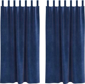 vidaXL Κουρτίνες 2 τμχ. Σκούρο Μπλε 140 x 175 cm Βελούδο