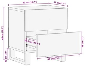 Κομοδίνο 40 x 34 x 46 εκ. από Μασίφ Ξεβαμμένο Ξύλο Μάνγκο - Καφέ