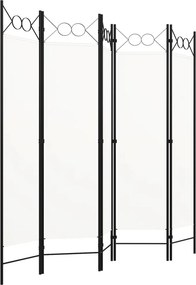 vidaXL Διαχωριστικό Δωματίου με 5 Πάνελ Λευκό 200 x 180 εκ.