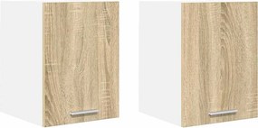vidaXL Κρεμαστό ντουλάπι με πόρτα Riga 2 pcs Σομόνα Δρυς και Λευκό