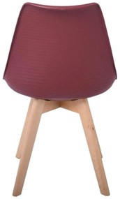 Καρέκλα MARTIN STRIPE Ξύλινο πόδι / PP Μπορντώ 49x56x82cm (Σετ 4 ΤΕΜ)