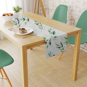 Αλέκιαστη Τραβέρσα (40x180) Dimcol Green Leaves 462 White-Green