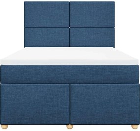 vidaXL Κρεβάτι Boxspring με Στρώμα Μπλε 140x190 εκ. Υφασμάτινο