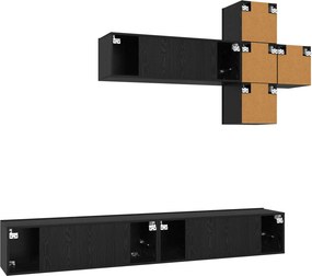 vidaXL Σετ επίπλου τηλεόρασης 7 pcs Μαύρη Δρυς Επεξεργασμένο Ξύλο