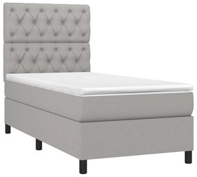 vidaXL Κρεβάτι Boxspring με Στρώμα &amp; LED Αν.Γκρι 80x200 εκ. Υφασμάτινο