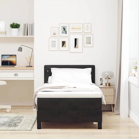 vidaXL κρεβάτι Box Spring με στρώμα και LED μαύρο 100x200 εκ. βελούδο