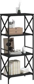vidaXL Βιβλιοθήκη 4 Επιπέδων Μαύρη 59x35x132 εκ. Επεξεργασμένο Ξύλο