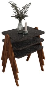 ΣΕΤ 3ΤΜΧ ΒΟΗΘΗΤΙΚΑ ΤΡΑΠΕΖΑΚΙΑ REACHER HM18176.02 ΜΕΛΑΜΙΝΗ ΣΕ ΚΑΡΥΔΙ-ΜΑΥΡΟ ΜΑΡΜΑΡΟ 40x30x40Υεκ. - 0615345 - HM18176.02