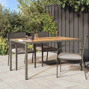 vidaXL Τραπέζι Φαγητού Κήπου Γκρι 150x90x75 εκ. Πολυ Ράτανας