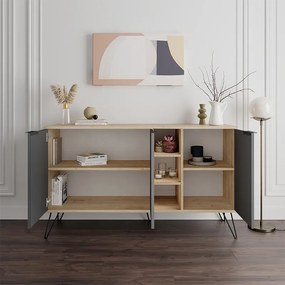 Μπουφές Clara Megapap χρώμα sapphire oak - ανθρακί 142x35,6x83εκ.
