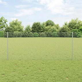 vidaXL Εξωτερική εξάγωνη περίφραξη με στήλη 25 x 1 m Ασημί Δίχτυ