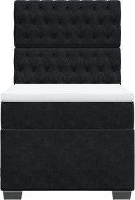 vidaXL Κρεβάτι Boxspring με Στρώμα Μαύρο 100x200 εκ. Βελούδινο