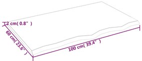 vidaXL Πάγκος Μπάνιου Σκούρο Καφέ 100x60x2 εκ. Επεξ. Μασίφ Ξύλο