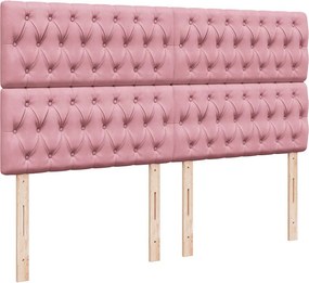 vidaXL Κρεβάτι Boxspring με Στρώμα Ροζ 180x200 εκ. Βελούδινο