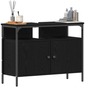 vidaXL Ντουλάπα Νιπτήρα Μαύρο Δρυς 80x30x60 εκ. Κατασκευασμένο ξύλο