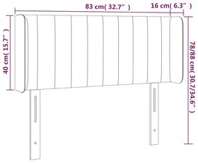 vidaXL Κεφαλάρι Κρεβατιού LED Ανοιχτό Γκρι 83x16x78/88 εκ. Βελούδινο