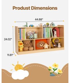 VEVOR Montessori Bookshelf, 1140 mm Width Toy Storage Organizer, 5-Section Kids Display Storage Cabinet, Daycare Furniture, Kids Bookshelf for Bedroom, Nursery, Living Room, Entryway, Preschool, Brown