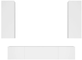 vidaXL Σετ Επίπλου Τηλεόρασης 4 Τεμαχίων Λευκό από Επεξεργασμένο Ξύλο