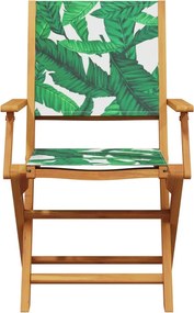 vidaXL Σετ Τραπεζαρίας Κήπου 5 τεμ. Σχέδιο Φύλλων Ύφασμα/Μασίφ Πεύκου