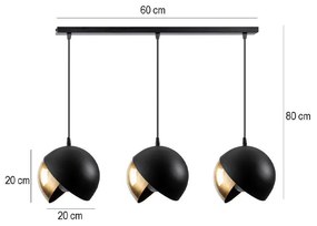 Ceiling Three-light Lamp 219 Fylliana Black - Gold 60*20*80 cm 60x20x80 εκ.