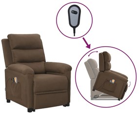vidaXL Πολυθρόνα Μασάζ με Ανύψωση Καφέ Υφασμάτινη