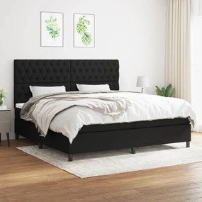 vidaXL Κρεβάτι Boxspring με Στρώμα Μαύρο 200x200 εκ. Υφασμάτινο