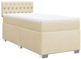 vidaXL Κρεβάτι Boxspring με Στρώμα Κρεμ 90x190 εκ.Υφασμάτινο
