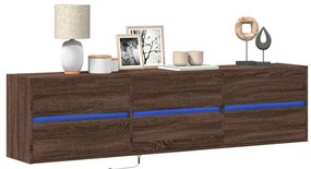 vidaXL Έπιπλο Τοίχου Τηλεόρασης με LED Καφέ Δρυς 180x31x45 εκ.