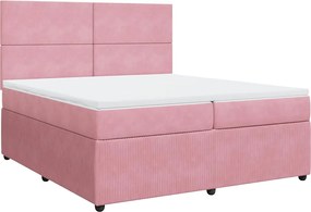vidaXL Κρεβάτι Boxspring με Στρώμα Ροζ 200x200 εκ. Βελούδινο