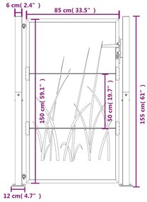 Πύλη Κήπου με Σχέδιο Γρασίδι 105 x 155 εκ. από Ατσάλι Corten - Καφέ