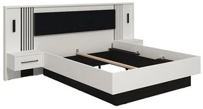 Κρεβάτι ASCALON 180 PLUS Υπέρδιπλο με 2 Κομοδίνα Λευκό - Μαύρο 180x200εκ. 288x209x115 εκ.