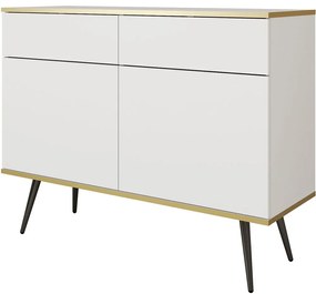 Μπουφές Oro KSZ107_Bi_BL 107x39x85cm White-Gold-Black Μελαμίνη,Μέταλλο