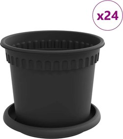 vidaXL Γλάστρες φυτών 24 pcs Μαύρο Ø 15 x 12 cm Πλαστικό