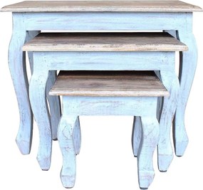 vidaXL Σετ Τραπεζάκια Ζιγκόν 3 τεμ. από Μασίφ Ξύλο Μαόνι