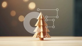 Intra Συλλεκτικό Ξύλινο Παζλ Plywood  4mm - Ξύλινο χριστουγεννιάτικο δέντρο σε φόντο πίνακα Σε Ξύλινο Κουτί - Διαστάσεις: 10x10 cm – 25 κομμάτια