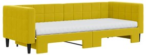 vidaXL Καναπές Κρεβάτι Συρόμενος Κίτρινο 80x200εκ. Βελούδινος Στρώματα