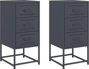 vidaXL Κομοδίνα 2 τεμ. Ανθρακί 36x39x78 εκ. από Χάλυβα
