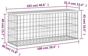 Πάγκος Κήπου Συρματοκιβώτιο 103x31,5x42 εκ. Μασίφ Ψευδοτσούγκα - Καφέ