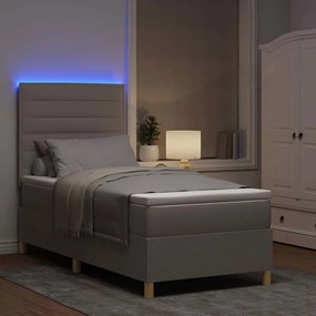 vidaXL LED Κρεβάτι με βάθρο με στρώμα Taupe 100 x 200 cm ύφασμα