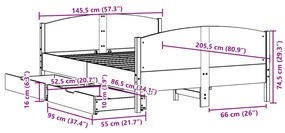 Σκελετός Κρεβατιού Χωρίς Στρώμα 140x200 εκ Μασίφ Ξύλο Πεύκου - Καφέ